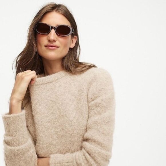 J. Crew Alpaca Merino Wool Textured Knit Crew Neck Pull over Puff Sleeve Sweater - Picture 8 of 8